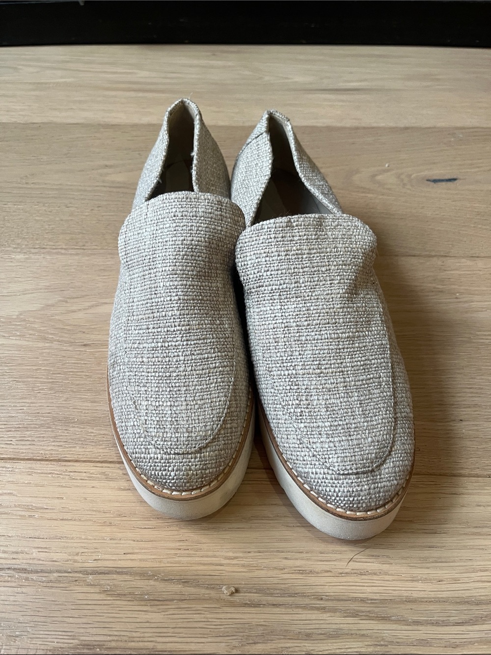 VINCE Zeta Lightweight Raffia Platform Leather Loafers - Size 9.5 - Picture 3 of 8